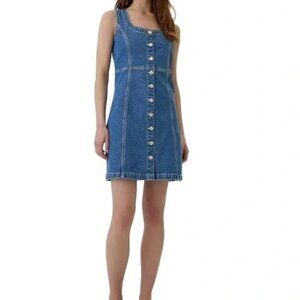 GAP Scoop Neck Button-Front Denim Mini Dress Size XS EUC